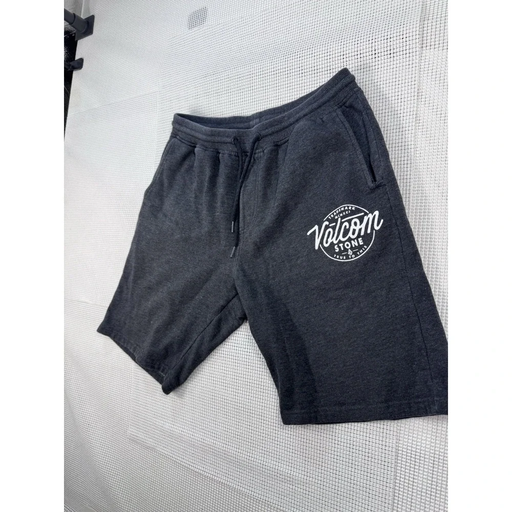 Volcom Stone Fleece Shorts Mens Small Gray Drawstring Lounge Casual A10117TS